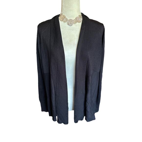 🌻 4/$25  Liz Claiborne Shawl Collar Open Cardigan Sweater, Black , Size 12. NWOT - Picture 1 of 4